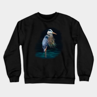 Great Blue Heron + cattails Crewneck Sweatshirt